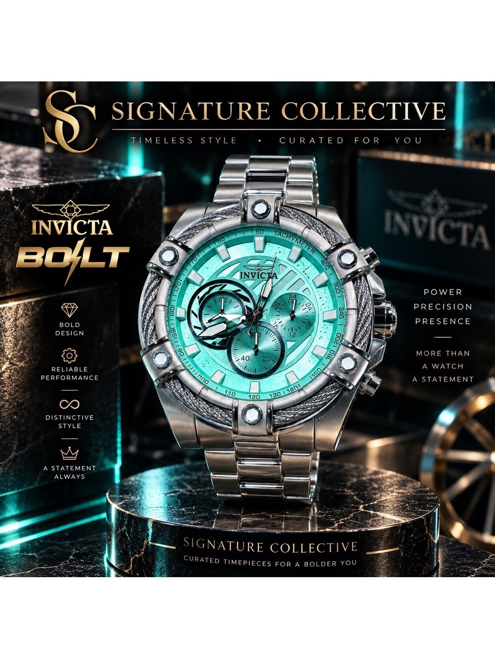Invicta Bolt Ace Men's Watch - 52mm (45874) Stainless Chronograph New Opulent 💲